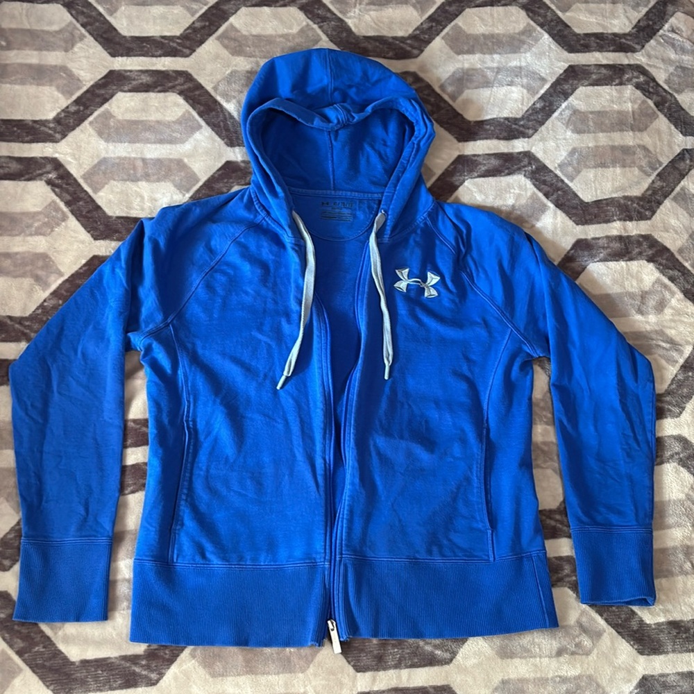 Women’s Blue Under Armour storm hooded zip up sweatshirt